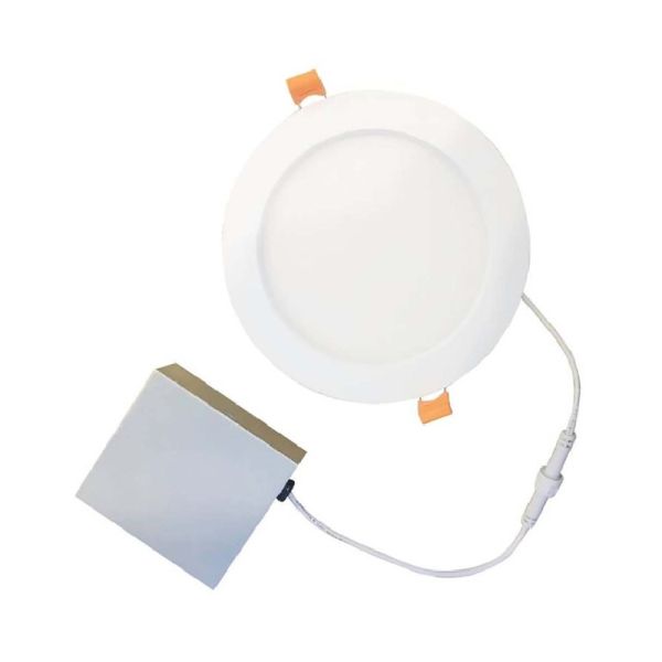 A single Simply Conserve 6 in. Slim Downlight CCT Selectable LED Recessed Downligh lightbulb with Remote J-Box on a white background