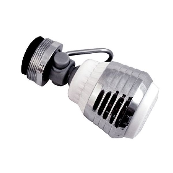 A chrome Niagara Dual Spray Swivel Faucet Aerator with Pause Valve on a white background.